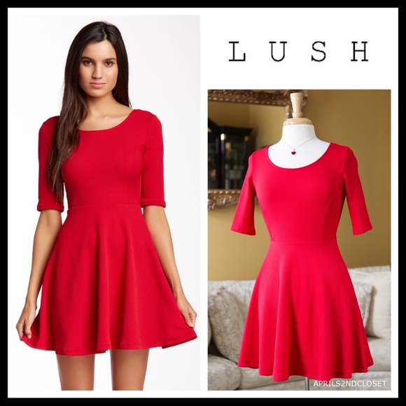 Lush Dresses & Skirts - RED A-LINE FIT-AND-FLARE SKATER MINI DRESS A2C